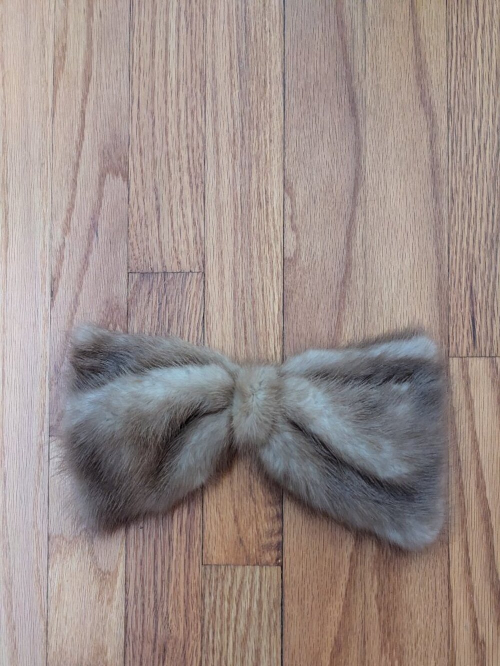 Vintage Pastel Mink Fur Hair Bow | Original Tag | Statement Accessory | 9"